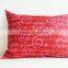Red Vintage Sari Hand Stitched Kantha Cushion Cover , Red Decorative Pillow , Accent Pillow, Lumbar Pillow, Vintage Kantha Cushi