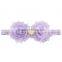 Baby Girl Pearl Rhinestone Double Shabby Flower Headband Chic Hair