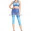 Womens Fitness Blue Bra Capris Leggings Yoga Wear