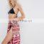 High-rise waistband wrap tie fastening print beach sarong print custom