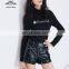 2017 Autumn Fashion Style Turtleneck Slim Fit Long Sleeve Custom Printing Black Ladies T Shirt