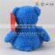 Factory price 20cm stuffed blue teddy bear embroidered plush toy with bowtie