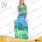 customize accept one piece fashion design green grass print cocktail dress for fat women