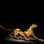 golden bronze leopard statue, the posture is vigorous and domineering