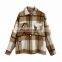 Multi Color High Quality Autumn Women Fashion Jacket Woolen Loose Plaid Shirt Coats