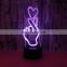 Valentine's Day Gift 3d Lamp Love Small Led Night Light 7 color change baby room night lamp Kids Lamp