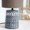 Wholesale porcelain cylinder base living room night table lamp ceramic with cloth shade