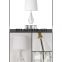 Luxury fabric lampshade octagon crystal column table lamp daylight desk lamp