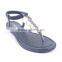 Zhejiang product latest design good quality lady fashion paillette elastic flat sandals