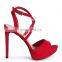 Red Color High Stiletto Heeled Women Platform With Crossover Front Strap Ladies Ankle Strap Shoes Available in Other Colors
