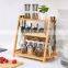 Bamboo Spice Rack Organizer for Countertop 3-Tier bamboo Spice Organizer Standing Rack Shelf Storage Holder with 4 Square Spice