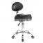 Saddle shape stool with backrest Black PU Leather Chair Dental Saddle