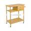 Organic Home Kitchen Furniture Bamboo Rolling Kitchen Trolley Serving Cart With Towel Rack And Wheels