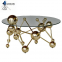 Stainless Steel Geometric Table - Polished Gold Ball Base, Smooth Top, Luxurious Interior (Modern Art Center)