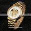 Luxury gold-tone automatic mechanical skeleton watches Male's skeleton watches