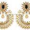 Indian Gold Plated Chandelier Design Crystal Made Earring With Maang Tikka For Women