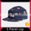 High quality guaranteed customized design 5 panel hat with leather label