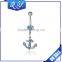 Stainless steel body piercing jewelry blue and white crystal navel belly button ring anchor shape navel jewelry china wholesale