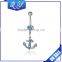 Stainless steel body piercing jewelry blue and white crystal navel belly button ring anchor shape navel jewelry china wholesale