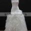 Real factory sample! Cap lace sleeve fit pattern bodice with organza ruffle skirt wedding gown