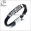 Fashion Multistrand Genuine Leather Totem Magnetic Buckle Bracelet Wristband for Men BlackMagnetic Box Clasp