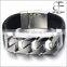 High Quality Heavy Casted Black Leather Braided Bracelet for men and women Stainess steel Clasp