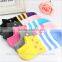 Custom Women Solid Color Sock With Stars Knitted Striped Sock Cotton Hosiery Ankle Socks