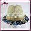 Unisex Jazz Straw and Cloth Joint Short Brim Trilby Fedora Hat