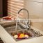 Hot and cold water chrome kitchen sink mixer