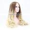 Cheap Extra Long Synthetic Lace Front Wig Heat Resistant Wavy Dark Root Brown to Blonde Wig Natural Wig