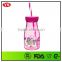 12oz bpa free plastic drinking juice bottle with straw