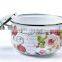 Red Rose Full Decal Belly Casserole Cooking Pot 6Pcs Enamel Casserole Set With Stainless Steel Handle