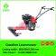Two wheel tractor with sickle bar mower