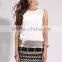 new arrived momen's pleated white sleeveless tops