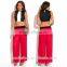 Hot Sale Lady Red Pleated Chiffon Wide Leg Pants Wholesale