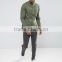 Long Sleeve Chest Pocket Grandad Collar Mens Pre-Shrunk 97% Cotton 3% Elastane Breathable Skinny Fit Casual Green Point Shirts