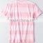 MGOO OEM Service Pink And White Horizontal Stripe T-shirts Mens Slim Fit 100% Cotton T Shirt