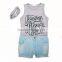Wholesale 3 pieces kids t shirt casual beach wear set w/ headband