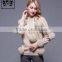 Beautiful hand made korean woollen cashmere sweater for ladies with fox fur pom pom