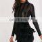 Women's Sexy Long Sleeve Mesh Luxury Fur Trim Party Dresses New Year's Eve Hot Dresses
