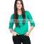 Sea Green Pintucks And Ruffle Top Oem factory direct light weight chiffon frill collar blouse with front pintuck