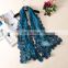 100% polyester wholesale exquisite embroidery plain solid colour long pashmina shawl scarf