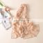 Floral embroidered lace organza silk scarf