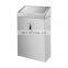 Industrial wall mount stainless steel swing lid waste bin