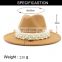 Wool Jazz Fedora Hats Casual Women Leather Pearl Ribbon Felt Hat White Pink Yellow Panama Trilby Formal Party hats 58-61CM