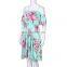 Mother Daughter Matching Family Floral Dresses Off Shoulder Pineapple Short Sleeve Women Girls Long Maxi Dress Girl Clothing 1PC