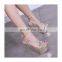 stylish party platform peep toe elegant straps ladies high heeled lace up platform sandals shoes