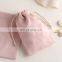 PandaSew Custom Logo Deboss Print Pink Suede Jewelry Bag Luxury Drawstring Bag Jewelry Pouch