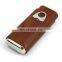 Travel leather cigar case with cutter leather cigar case stainless steel bottom and lid