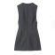 Autumn New Women's Solid Color Pullover Sleeveless Dress With Deep V-neck and Cinched Waist, Short Length